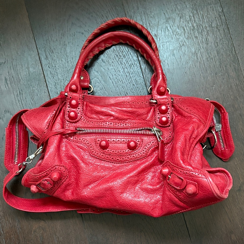 Rare Vintage Giant Classic Medium Moto Balenciaga City Leather Handbag Authentic